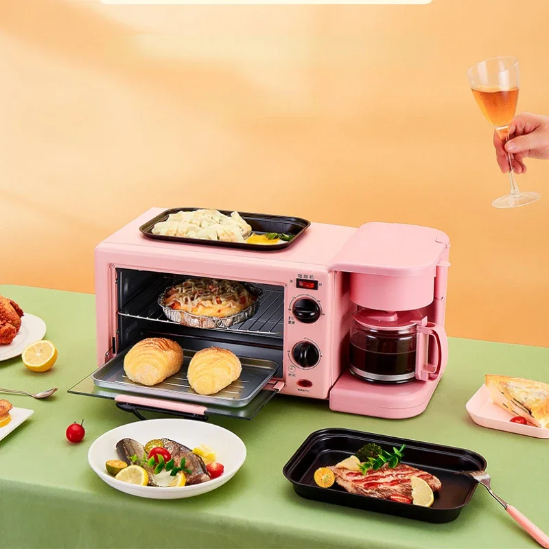 Horno multifuncional, horno microondas, máquina de desayuno para el hogar, máquina de café integrada para cocinar al vapor y hornear con sartén