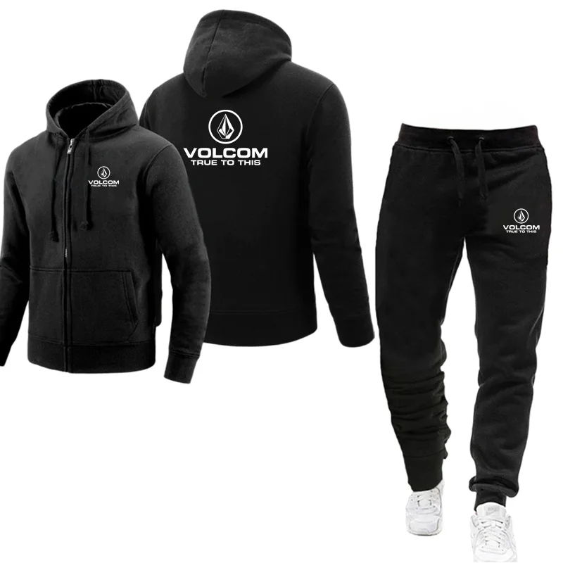 

2025 Hot Sale Volcom Obsidian Tracksuit For Men Hoodie Fitness Gym Clothing Men Running Set Sportswear Jogger Men'S Winter Suit