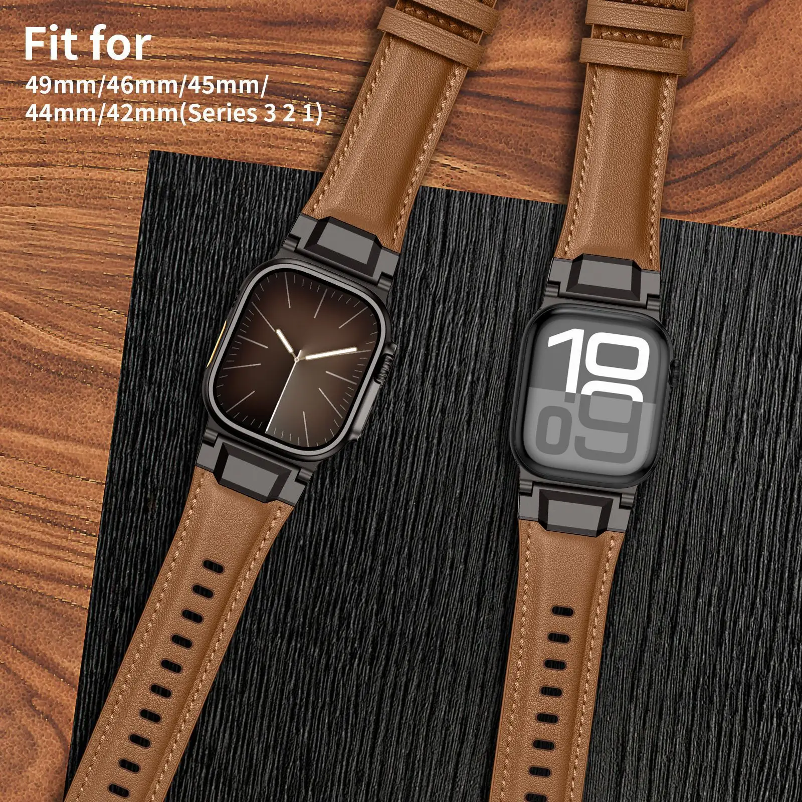 Echtes Lederarmband für Apple Watch Ultra 4 3 49mm 46mm 45mm 44mm 42mm Handgelenksarmband Correa iWatch Series 12 11 8 7 9 SE – Detail 4