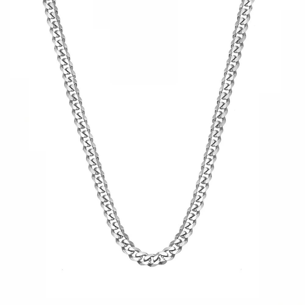 Punk Miami kubanische Glieder kette Halskette 4mm Silber Farbe Edelstahl Ketten für Frauen Männer Hip Hop Mode Party Schmuck Geschenk