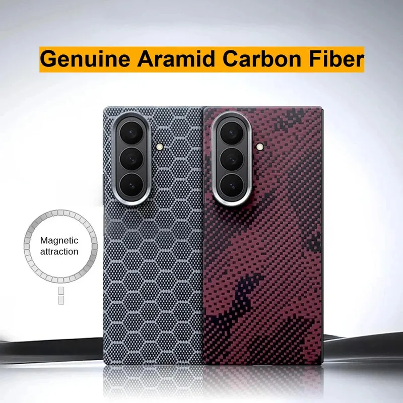 

NEW Genuine Aramid Carbon Fiber Magnetic Case For Samsung Galaxy Z Fold7 6 5 Ultra Slim Magnetic Ring Holder Cover