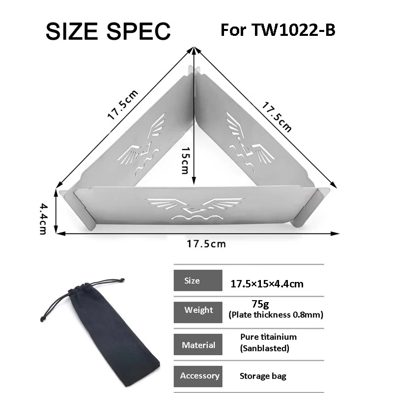 For Campingmoon Z01/Z02 Thous Winds TW1022-B Ultralight Portable Pure Titanium Burner Windshield Windproof Screen Camping Gear