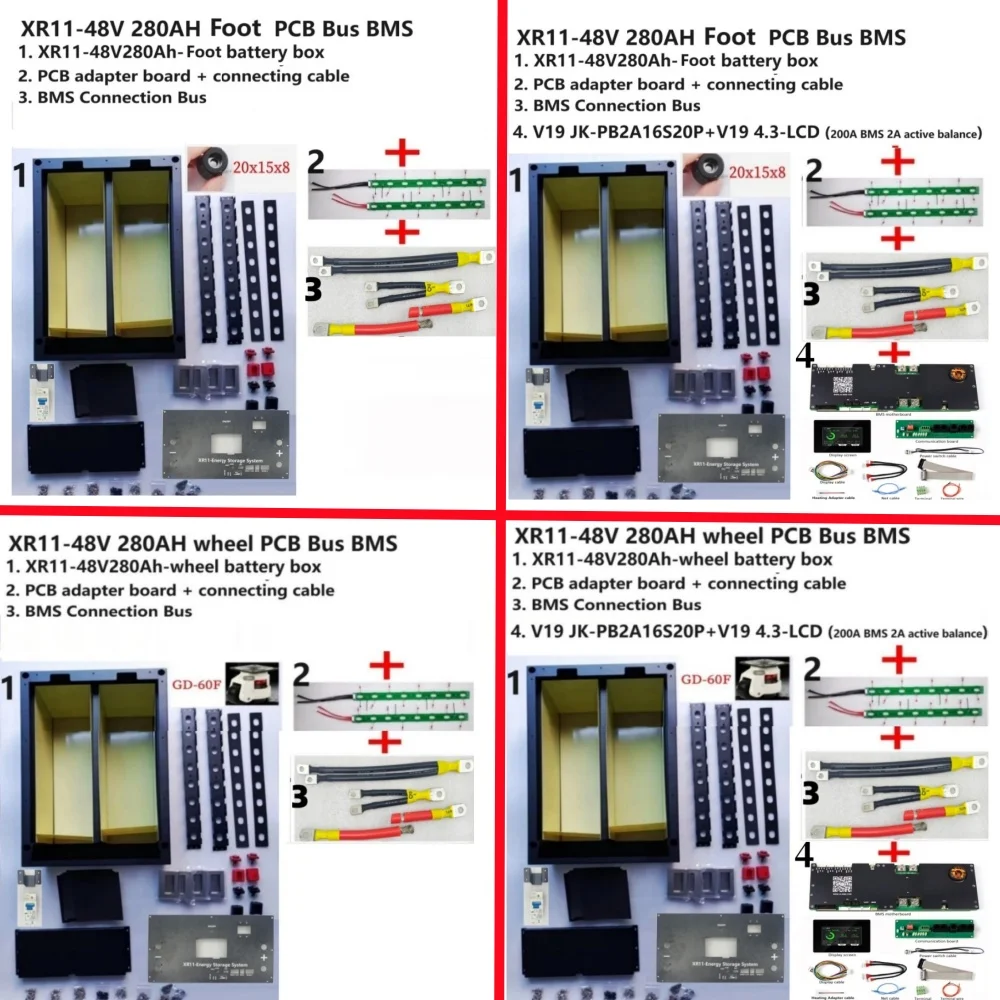 V19 4.3LCD JK BMS MB314 16S 51.2V XR11 V2 LiFePO4 Battery Box DIY Kit For EVE C