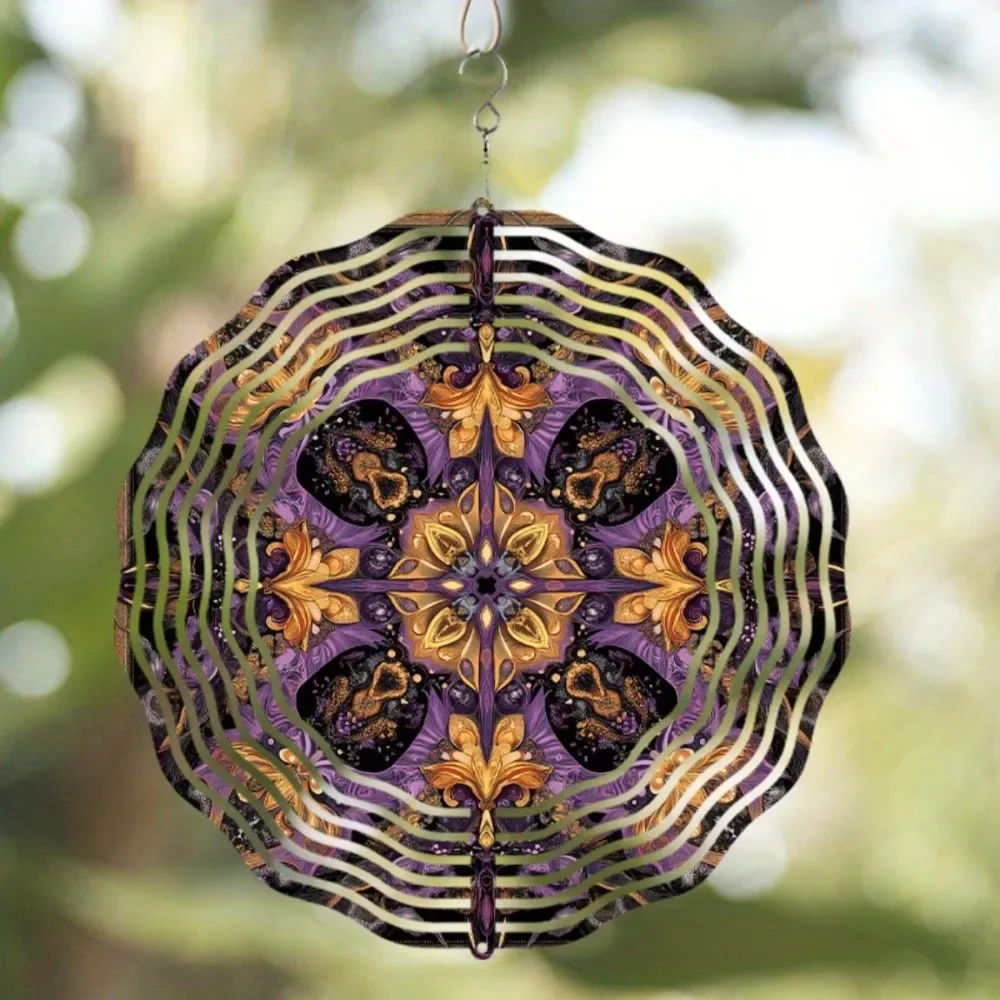 CIFBUY Wind Spinner Garden Decor Intricate Floral Geometric Design Outdoor Courtyard Home Ornament Hanging Yard Art