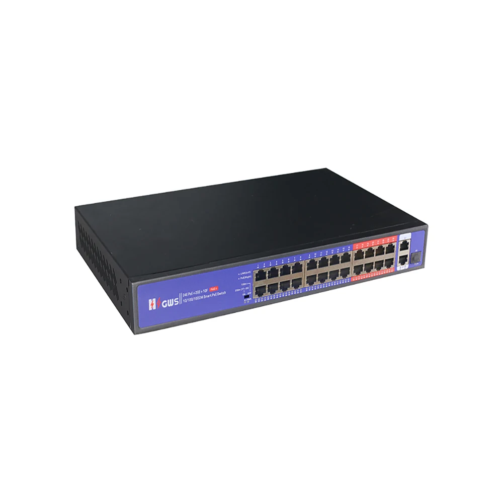 Unmanaged Smart AI PoE Switch 10/100M 26 Ports PoE Network Switches for CCTV IP Camera Wireless AP