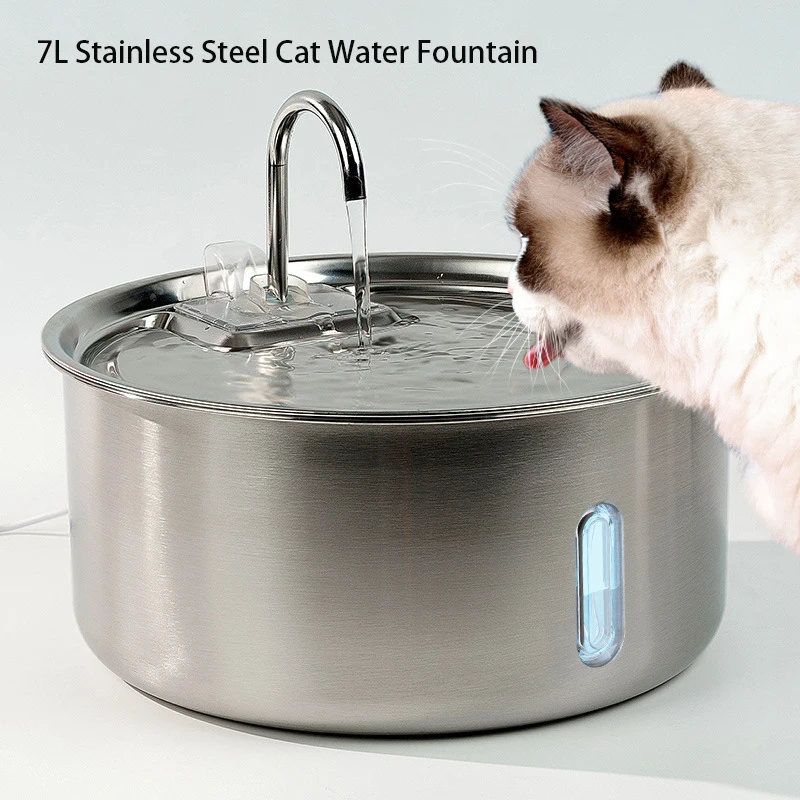 

7L Stainless Steel Pet Water Dispenser Cat Automatic Water Fountain USB for Cat Dog Filter Fountain Smart Drinking Bowl Feeder