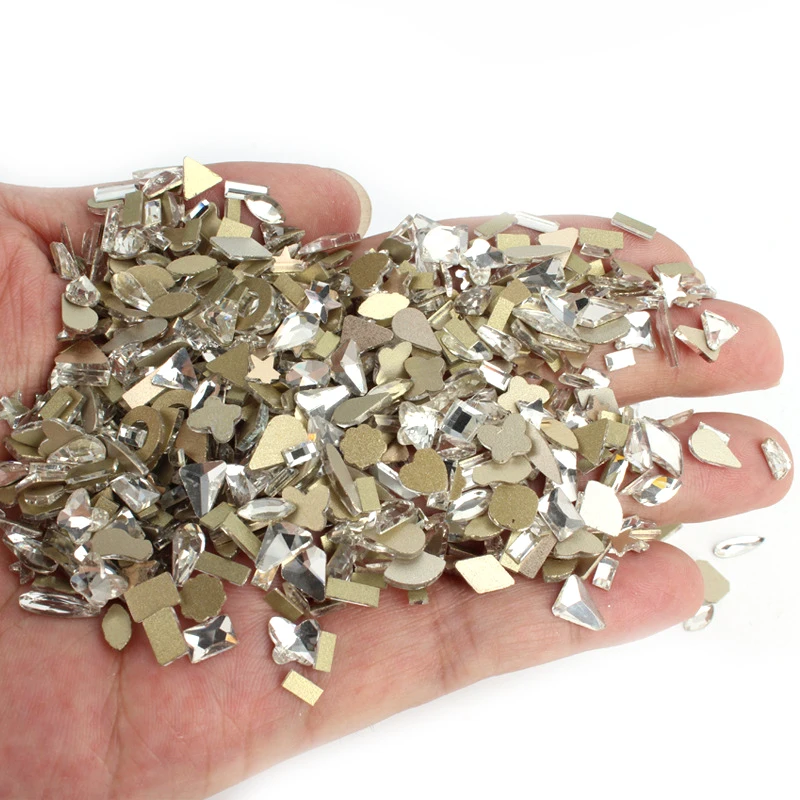 100pcs 3D Rhinestones AB Flat Back Shiny Stones Nail Art Decorations Mixed Size Nail Gems Crystal Strass Accessories