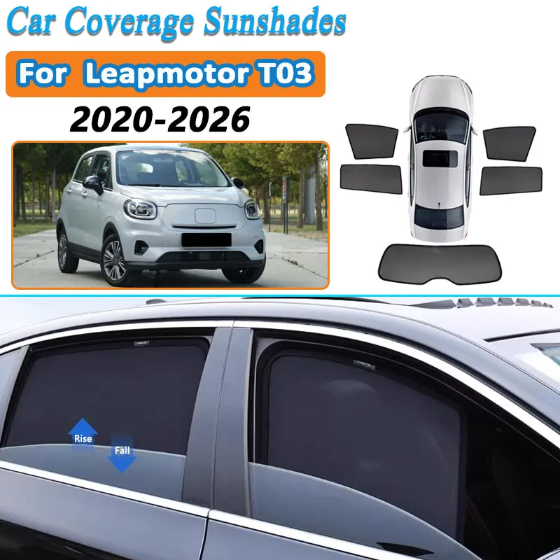 

Солнцезащитные козырьки для Leapmotor T03, аксессуары 2020-2026, сетчатые солнцезащитные шторки для боковых окон, шторки-экраны для конфиденциальности, автомобильные аксессуары