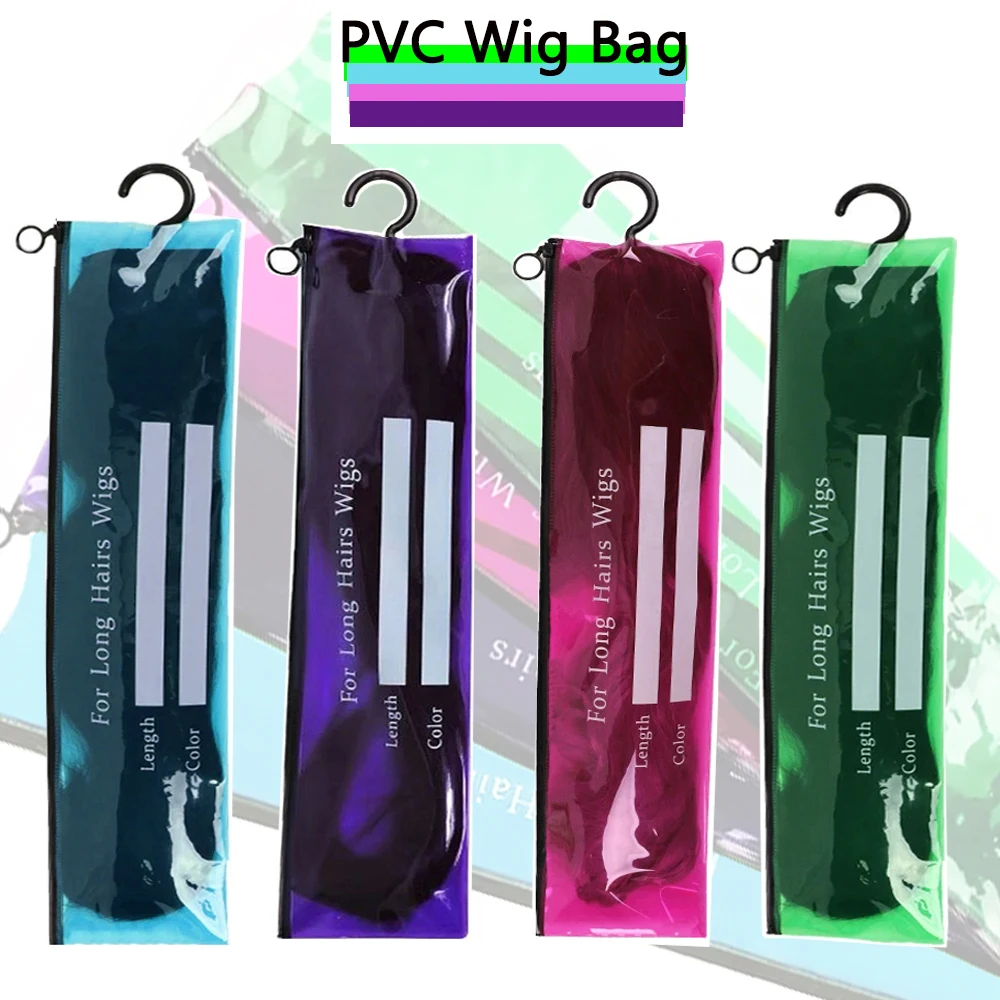

1PCS Wig Storage Bag With Hanger For Wig/Hair Extensions Hair Storage Bag For Multiple Wigs Pvc Wig Holder Case With Zip