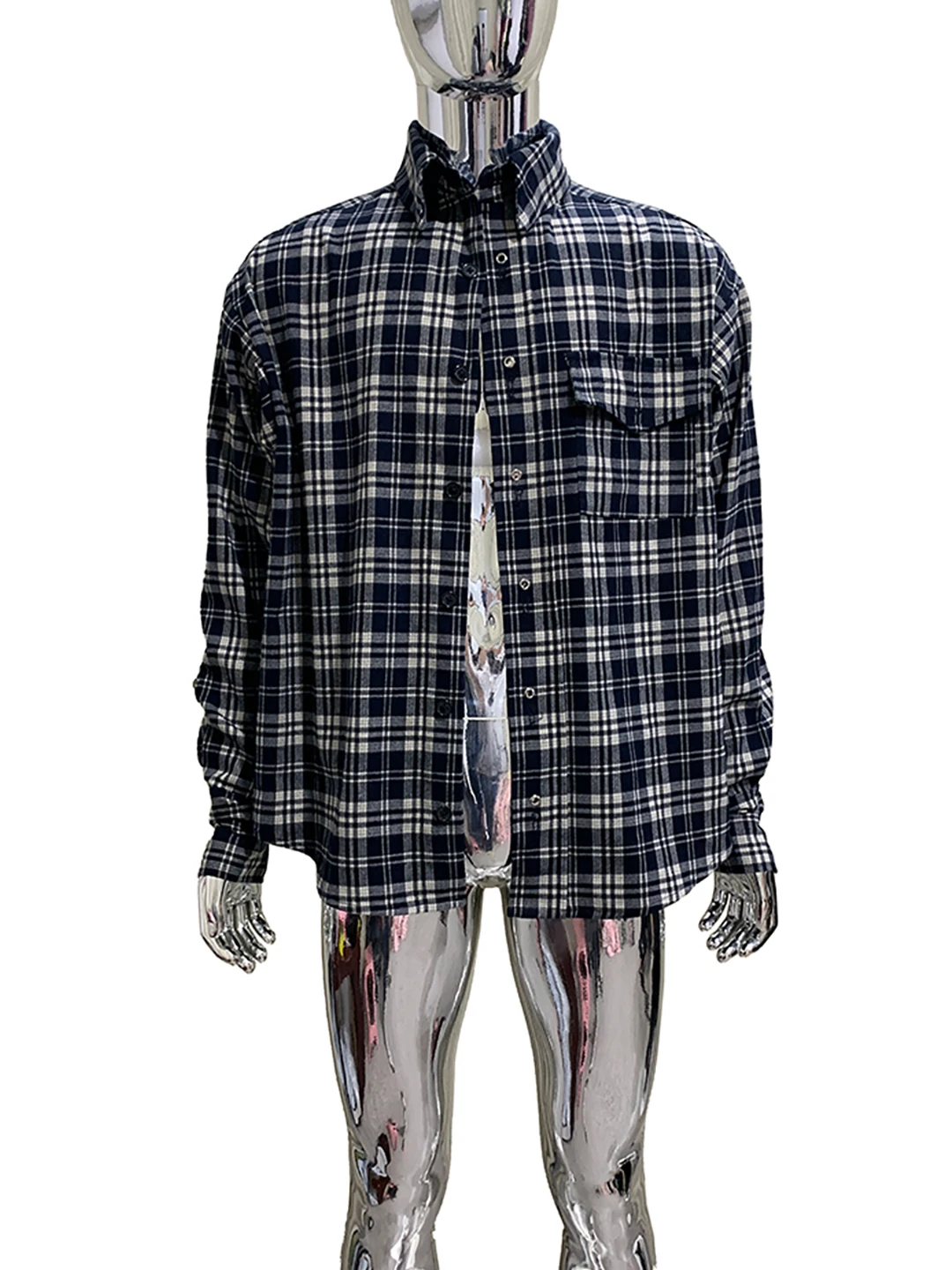 Nerazzurri Plaid Casual Loose Men's High-End Handsome Shirt Jacket Spring Long Sleeve Men's Shirt Comfortable Breathable Poly...