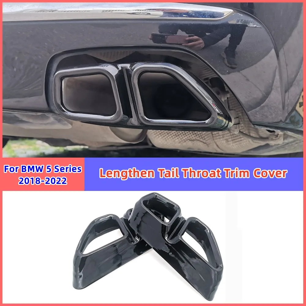 Tail Throat Pipe Trim Frame Lengthen Car Muffler Exhaust Pipe Decoration Cover For BMW 5 Series G30 G38 2018-2022 Accessories