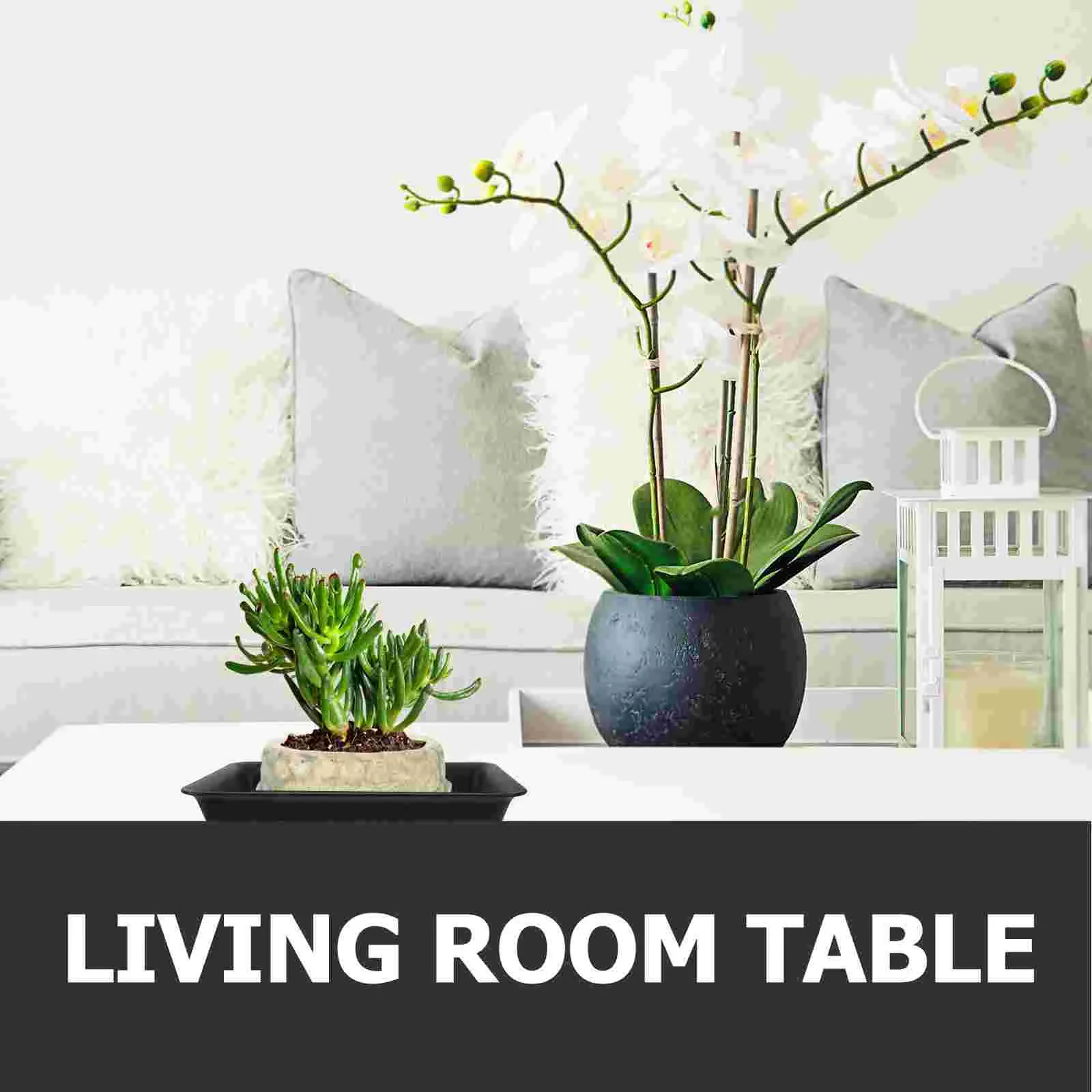 6 Pcs Flower Pot Tray Clean and Tidy Plant Saucers Plates to Catch Water Indoor Plants Rectangular Plastic Trays for Drainage