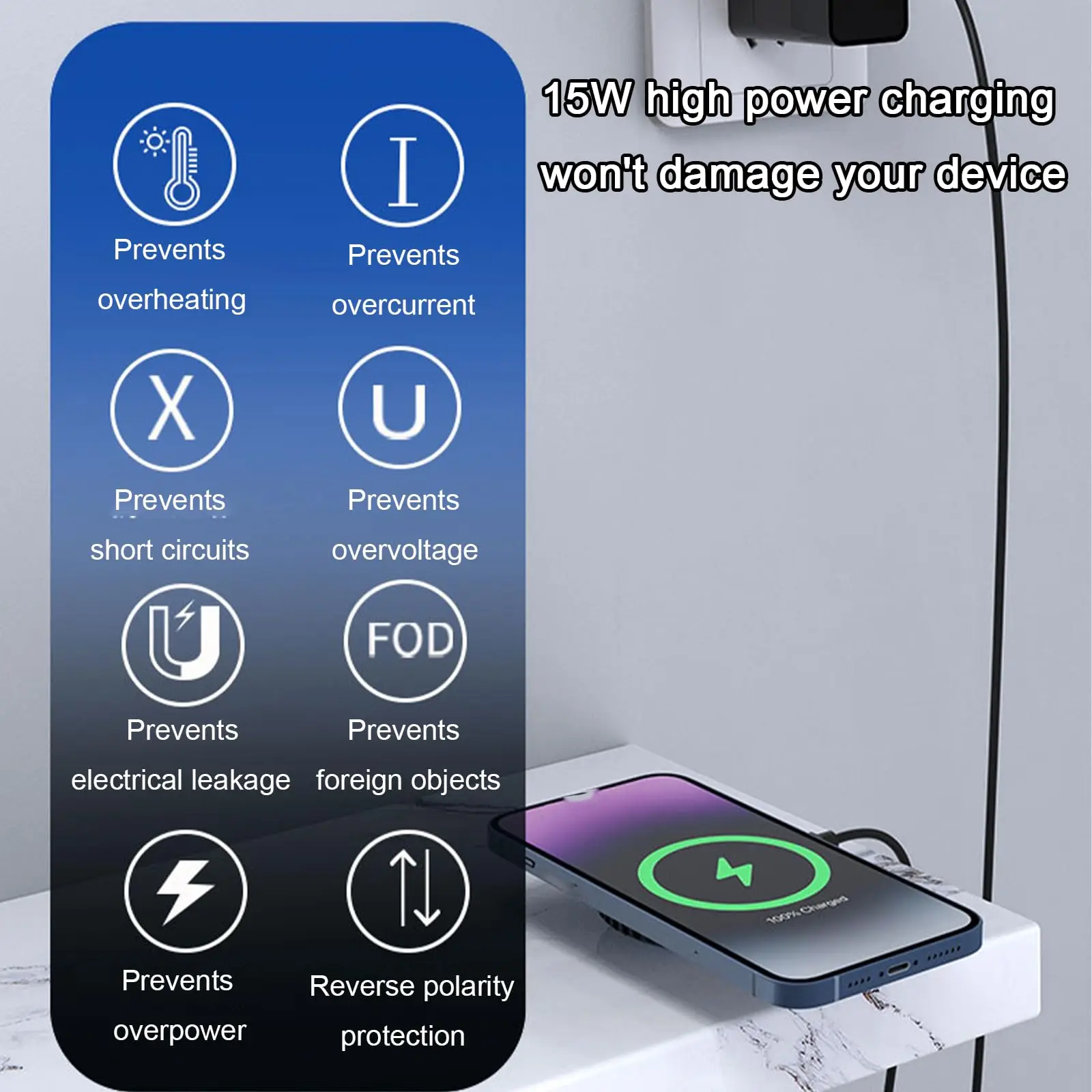 15W Wireless Charger with Auxiliary Cooling Fan 2-in-1 Magnetic Induction Charger Charging Station for iPhone12-17,Xiaomi Huawei view 3
