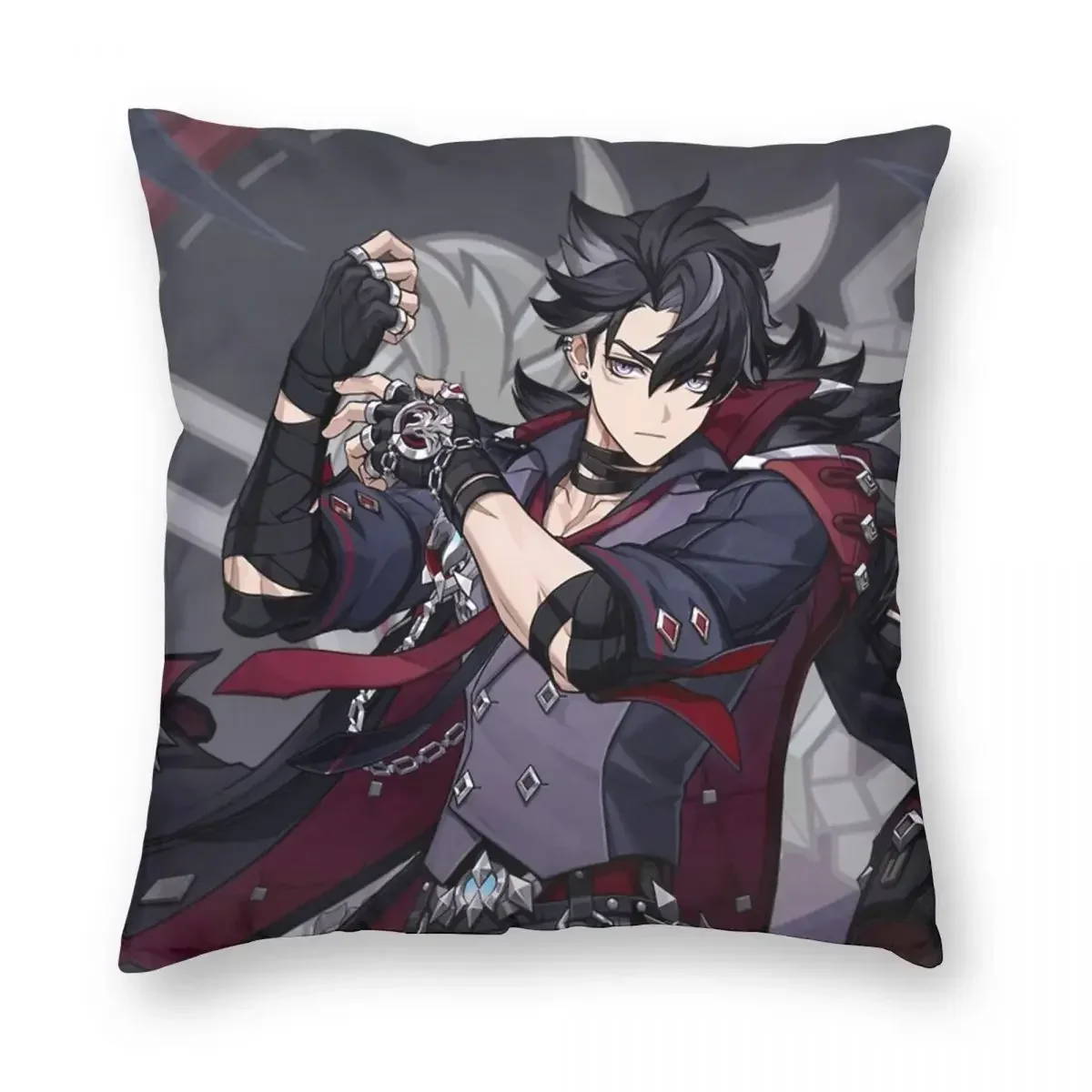 Genshin Impact Wriothesley Square Pillowcase Polyester Linen Velvet Creative Zip Decor Pillow Case Car Cushion Cover