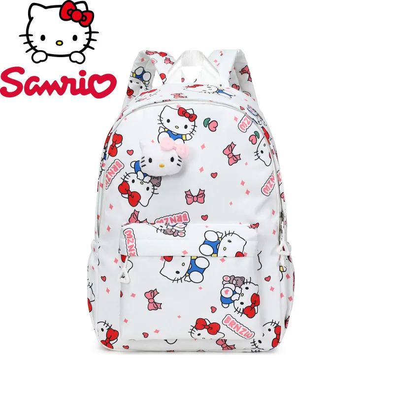  Kuromi Hello Kitty Cinnamoroll Pochacco Backpack Simple Student School Bag Large Capacity Cartoon Print White