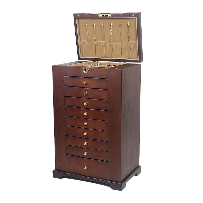 

Jewelry storage box, high-end exquisite large-capacity solid wood jewelry box, multi-layer hand-locked jewelry, Durable furnitur