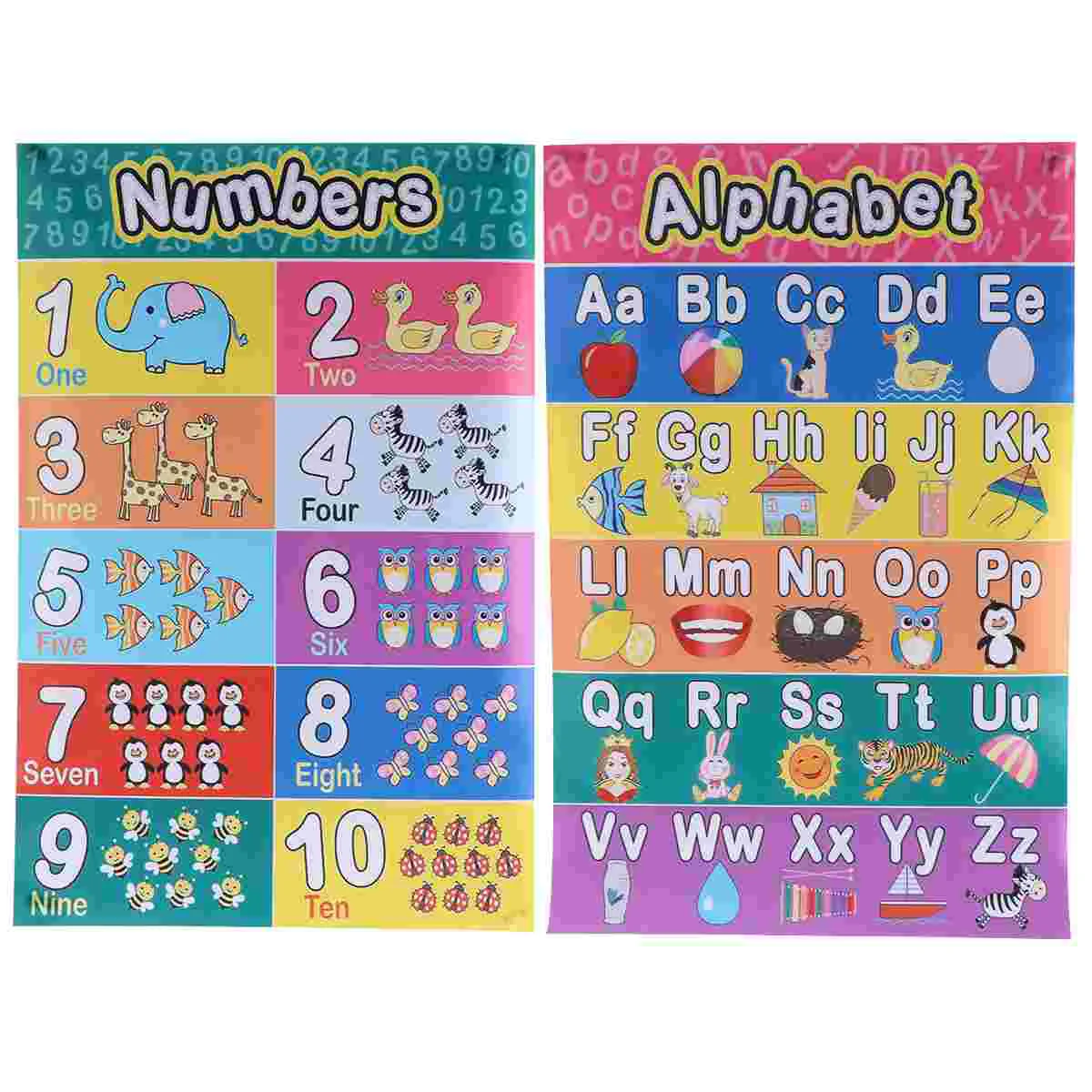 

2 Pcs Classroom Decor Alphabet Wall Posters Early Educational Mathematics Chart Flip