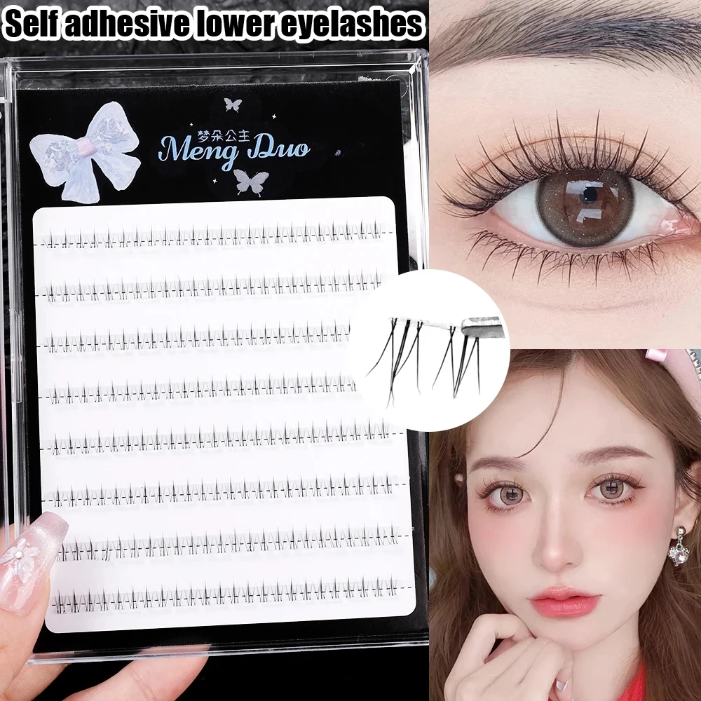 8 Rows of Glue-free Natural Lower Eyelashes Fairy Air Short Clusters False Eyelashes Soft Transparent Makeup False Eyelashes