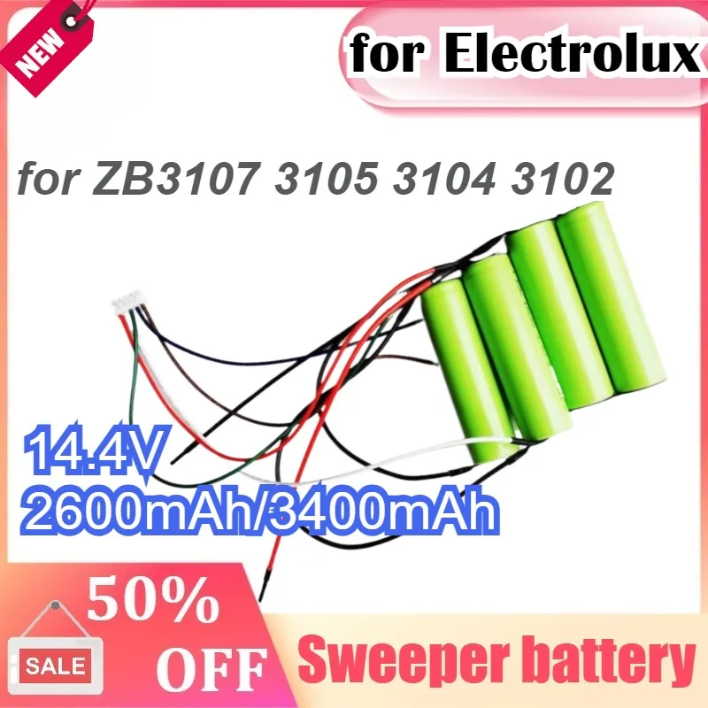 Voor Electrolux Stofzuiger ZB3107 3105 3104 3102 Capaciteit 14.4 V 2600 mAh/3400 mAh Oplaadbare Lithium Batterij