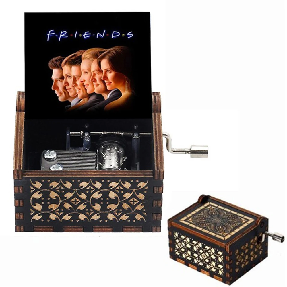 NWE Friends Hand-cranked Music Box Music Composition Classical Hand-cranked Music Box Retro Wooden Music Box Friend Gift