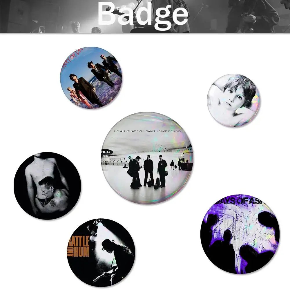 U-2 Mixed Theme Round Button Badge Set Anime Cartoon Music Game Fashion Pins for Bags Clothes Accessories
