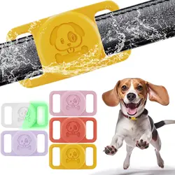 For Airtag Dog Collar Holder, Waterproof Case Cat Pet Cover, Lightweight Silicone Air Tag Case Accessories for Airtag