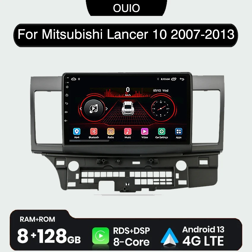 

8GB+128GB Android 13 radio For Mitsubishi Lancer 10 2007 - 2013 Car stereo Multimedia Player Carplay Auto GPS Navigation no dvd