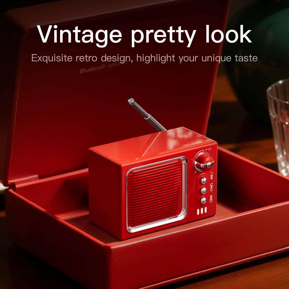 Speaaker Bluetooth Vintage Mini, alat bantu tidur kebisingan putih, Soundbar, kotak musik suara Hifi nirkabel, panggilan bebas genggam, pemutar musik kartu TF