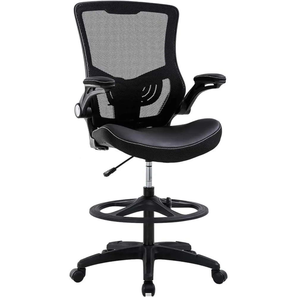 With Flip Up Arms Foot Rest Back Support Adjustable Height Mesh Drafting Stool Gaming Computer Chair Black Gamer Chairs Mobile