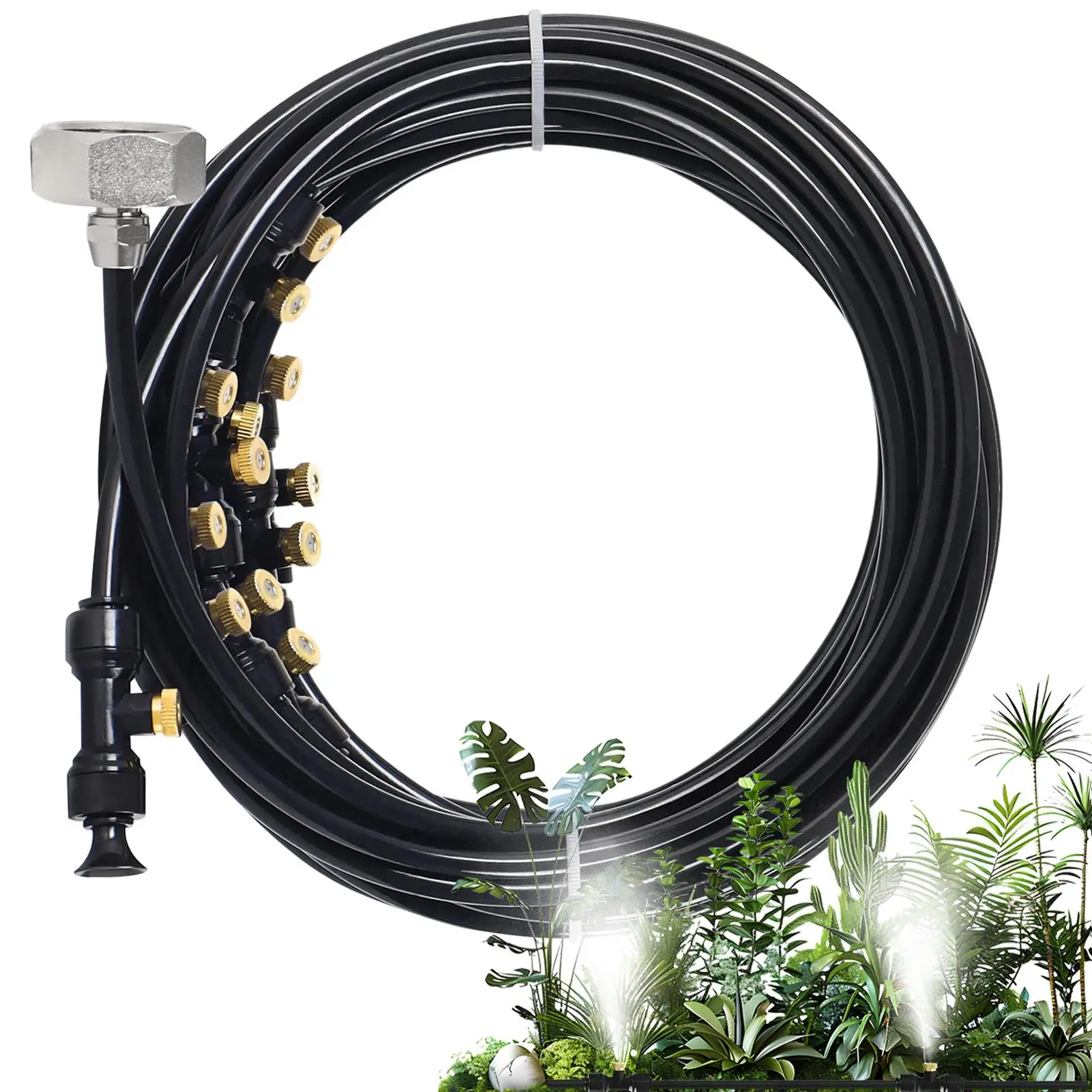 

Patio Misting System 9/12/15M Patio Mister with Brass Mist Nozzles Portable Garden Accessories Sprinklers for House Yard