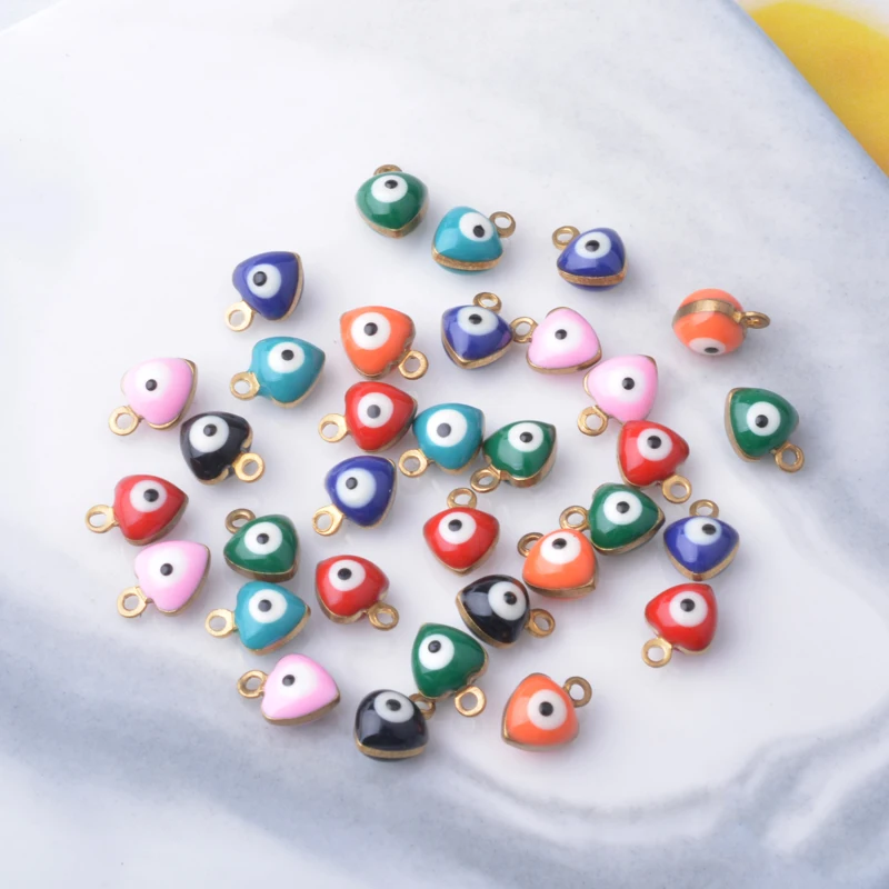 30 Stück beidseitig emaillierte Herz-Auge-Anhänger, Mini-Anhänger für die Schmuckherstellung, Armbänder, Ohrringe, Halsketten, Armbänder – Detail 3