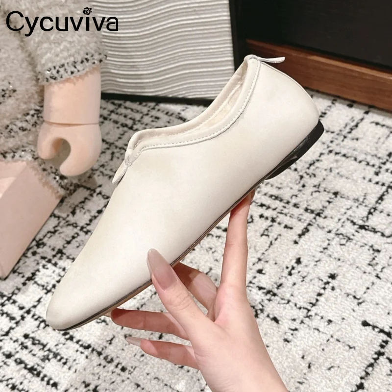 Winter New Leather Flat Loafers Shoes Women Round Toe Warm Wool Designer Platform Shoes Casual Party Driving Walking Shoes Women