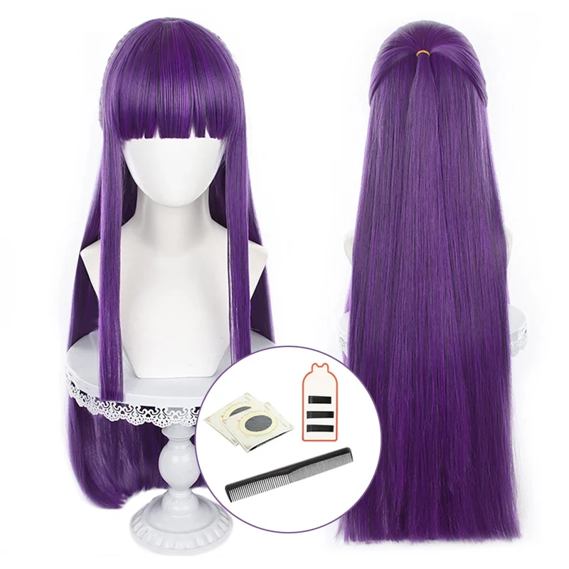 

Frieren Beyond Journey's End Anime Fren Cosplay Wig Accessory Long Purple Rose Net Synthetic Fiber Adjustable Size Giftx,3;b'2.