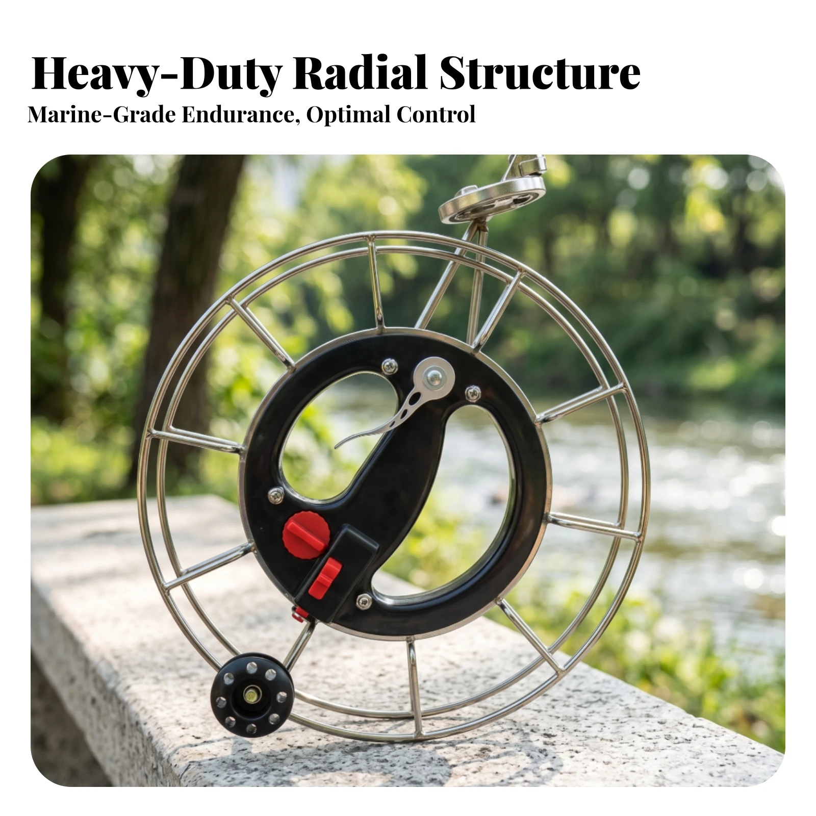 Open Frame Line Winder Large-Capacity Stainless Steel Hand Reel Hardware Lightweight for Kite Flyers, Outdoor Sports