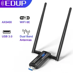 EDUP AX1672 WiFi 6E Ultra-fast USB 3.0 High-Speed 3000Mbps Wireless Network Card WiFi Adapter Tri-Band 2.4G 5G 6G Antenna