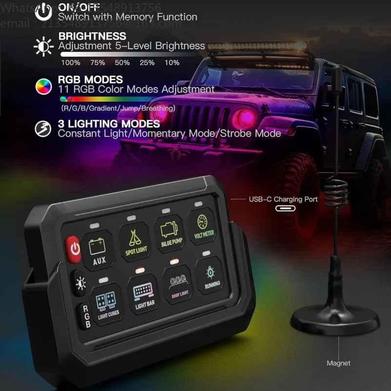 8-Key wireless, group switch panel, eight-way touch switch panel, RV yacht conversion