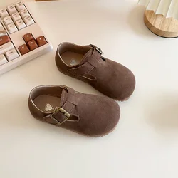 Children's Peas Shoes 28-39 Spring and Autumn New British Style Retro  Leather  Boys One-Step Casual Simple