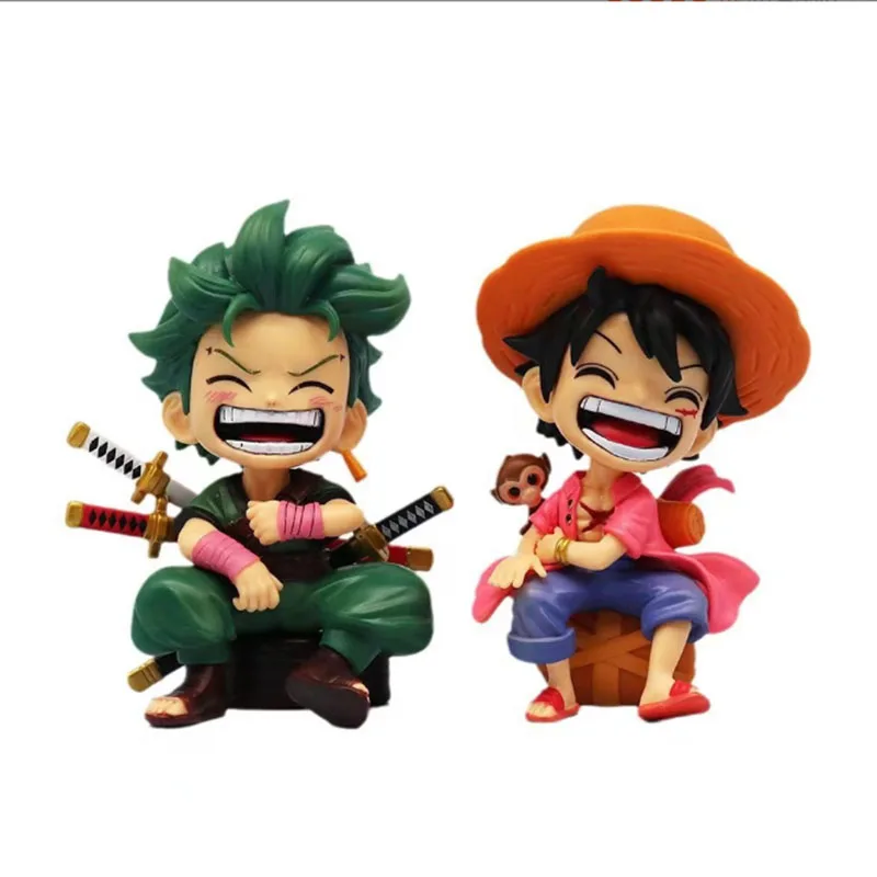 원피스 13cm 앉은 자세 Q Ver. 루피 조로 스마일 피규어 귀여운 애니메이션 캐릭터 자동차 장식 모델 장난감 인형 장식품