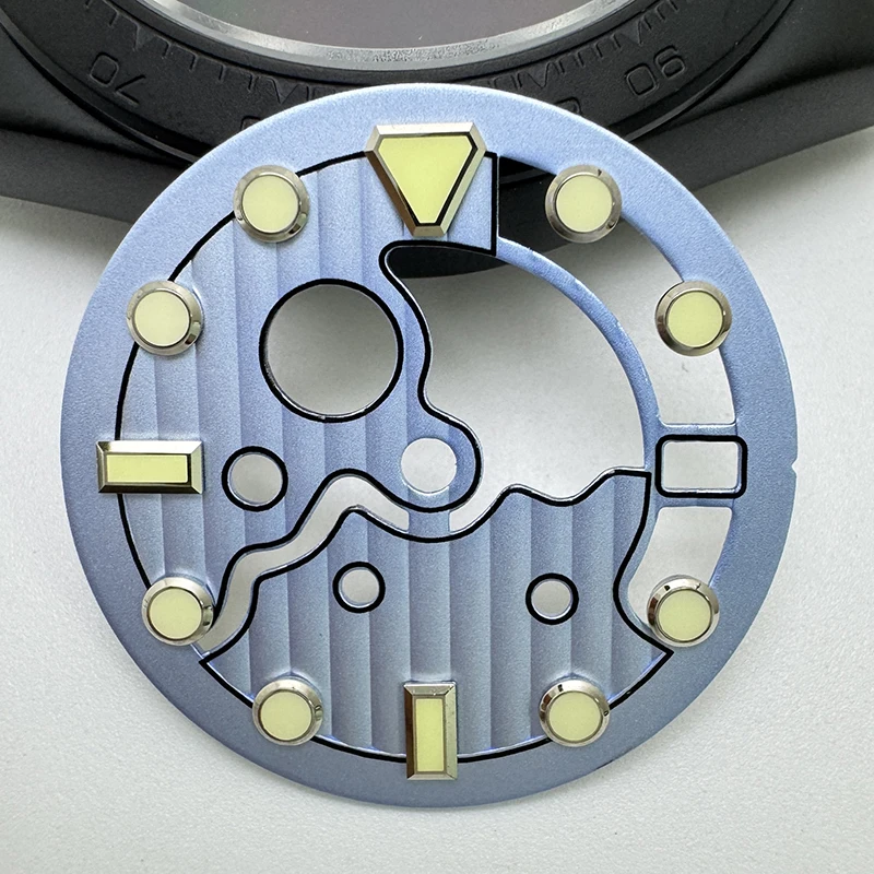 28,5 мм без логотипа, циферблат для часов, полый дизайн, зеленый светящийся циферблат, циферблат для часов NH35/NH36, модифицированный механизм, ремонт