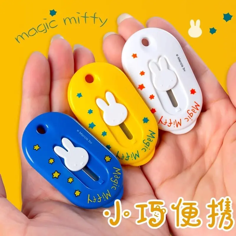 Kawaii Miffy Portable Mini Box Cutter Automatic Springback Student Art Handmade Box Cutter Express Knife Christmas Gift