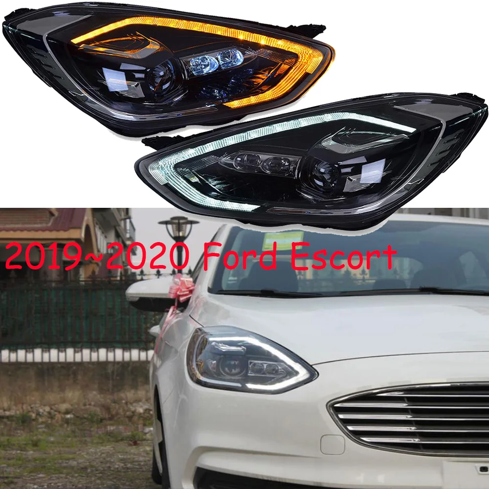 2019~2020y car bupmer head light for Ford Escort headlight car accessories LED DRL HID xenon fog for Escort headlamp