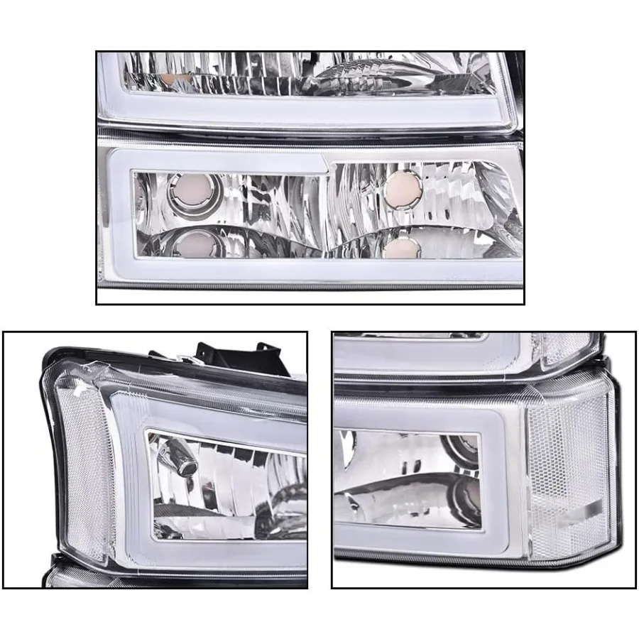 زوج المصابيح الأمامية LED مناسب لموديلات 20032006 تشيفي أفالانش 1500 2500 سيلفرادو 1500 2500 3500 HD مع عدسة شفافة كروم هاوسين #5