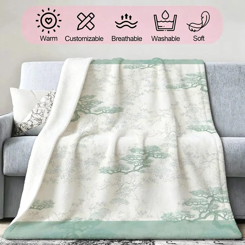 Trendy Floral Gift for Women Throw Soft Cozy Flannel Blanket for Couch Sofa Bed, Mid-Century Modern Art Lover Gift