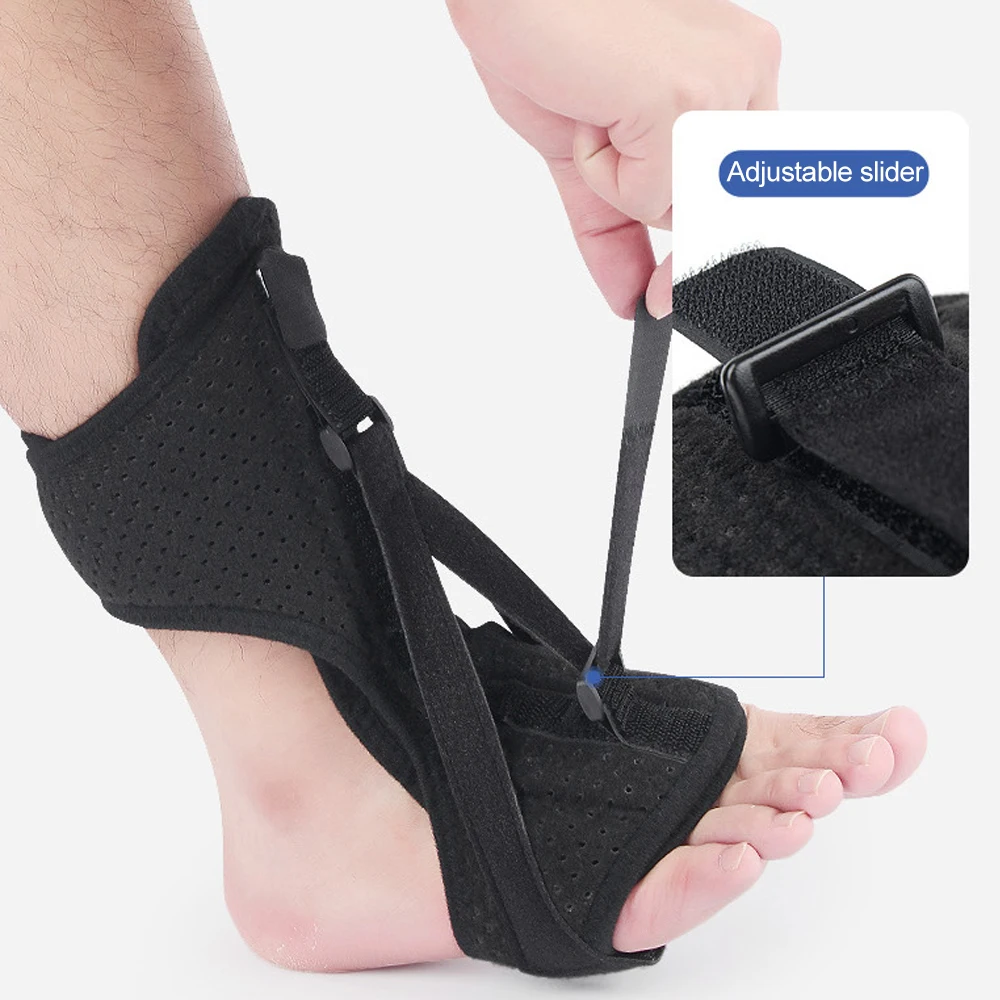 BOTQTOW Plantar Fasciitis Night Splint & AFO Drop Foot Brace - Adjustable 3-Strap Orthotic for Achilles Tendonitis, Heel Pain Re