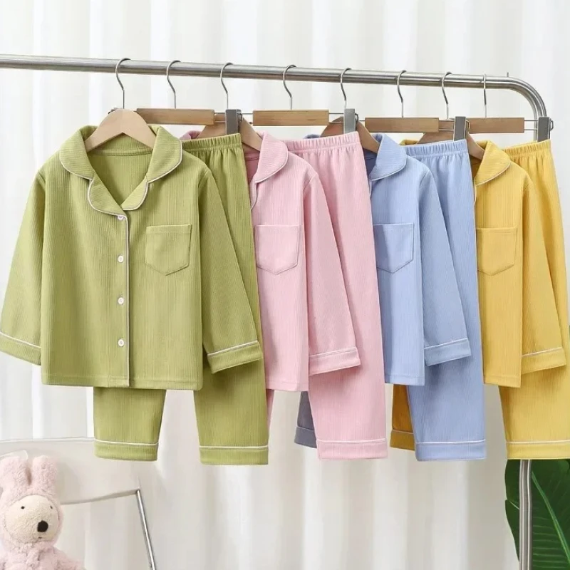 

2025 Autumn Teenage Kids Thermal Pajama Set Winter Long Sleeve PJs for Boys Girls Loungewear Kids Sleepwear 2-16 Years Homewear