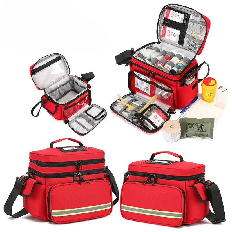 Bolsa de Primeros Auxilios Vacía, Bolsa de Rescate de Emergencia para Exteriores, Gran Capacidad, Impermeable, Reflectante, Oxford, Multibolsillos, Bolsas de Viaje