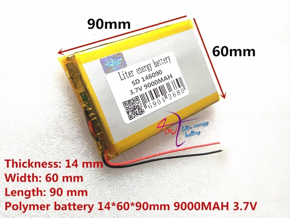 3,7 V 9000 mAh SD 146090   (Polymer-Lithium-Ionen-Akku) Li-Ionen-Akku für POWER BANK, Tablet-PC, MP4 MP5-Handy, Lautsprecher