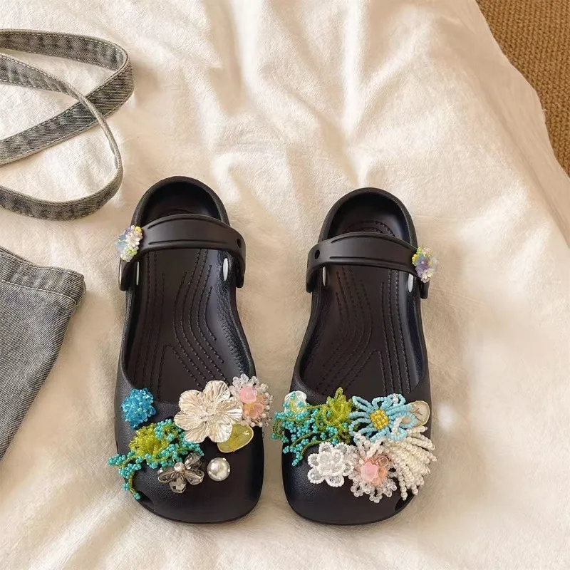 Boho Style Handmade Beaded Daisy Flower Shoe Charms Set, Removable Garden Shoe Clips, Decorative DIY Ornaments for Hole Clogs