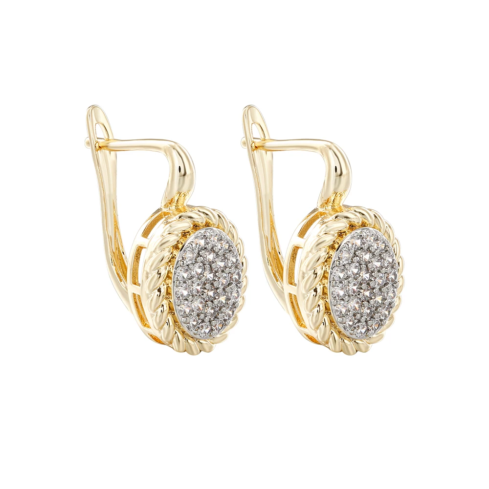 Ovale Ohrringe und Ring mit Diamantenbesatz, verkupfert, 14K vergoldet, modischer Schmuck, vielseitige Accessoires für den täglichen Gebrauch. – Detail 10