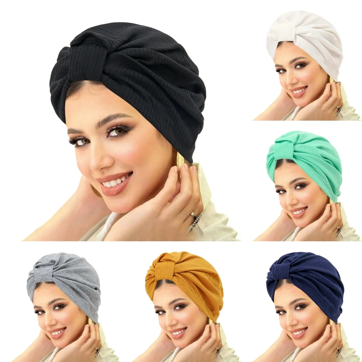 

2025 New Solid Color Women Muslim Hijab Caps Wrap Head Indian Turban Bonnet Fashion Headdress Islamic Clothing Accessories